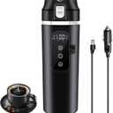 DC 12V/24V Car Travel Electric Kettle, 400ml Car Heating Mug with Anti-Spill Lid, Leak-proof, 304 Stainless Steel Liner Portable Coffee Tea Cup Up to 100 Variable Temp Control Bottle