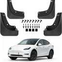 No Drill Mud Flaps for 2021-2024 Tesla Model Y, OEM-Style Front & Rear Mud Guards Accessories, All Weather Splash Guards Custom Fit Standard/Long Range AWD/RWD Performance Models, Black 4Pcs