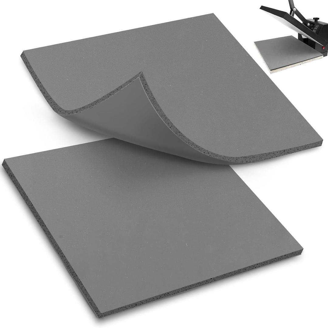 UNIFAMILY 2 Pack Heat Press Mat 15x15IN, Silicone Heat Press Pad, Gray Washable Double-Sided Heat Mat for Heating Press for Vinyl HTV Transfer, T-Shirt Iron, Non-Slip Heat Press Mats