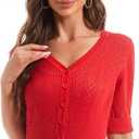 Women's Cotton Cropped Cardigan, Soft Short Sleeve V-Neck Casual Lightweight Cover Up Knit Sweater for Dresses (Red, XXL)