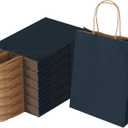 Joybe 100 Pack 8x4.75x10 Inch Medium Navy Blue Kraft Paper Bags with Handles Bulk, Craft Paper Gift Bags for Party Favors Retail Shopping Business Goody Merchandise Take Out Blank Sacks (100pcs)