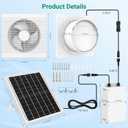 Solar Exhaust Fan with 24000mAh Battery, 25W 9.8" Solar Powered Fan for Day/Night Use, 3200 RPM High-Speed Low Noise Waterproof Ventilation Fan for Chicken Coops, Greenhouses, Garages & Sheds