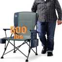TIMBER RIDGE Oversized Folding Camping Chair High Back Heavy Duty for Adults Support up to 500lbs with Cup Holder, Side Pocket Cooler Bag (Blue)