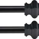 Curtain Rods for Windows 32-48 inch, 5/8"Black Curtain Rods 2 pack, Heavy Duty Curtain Rods for Bedroom, Living Room, Outdoor Black Curtain Rods Set of 2