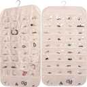 2PCS Hanging Jewelry Organizer Double Sided Necklace Storage Holder with 80 Clear Pockets Portable Necklace Holder Jewelry Bag for Earrings Necklace Bracelet