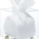YoBa Thick Clear Acrylic Square Tissue Box Holder with Gold Plated Aluminum Legs for Bathroom, Kitchen, Bedroom, Office, Hotels and Restaurants