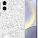 XIZYO for Samsung Galaxy S26 Case, Floral Flower Cute Rose Aesthetic Pattern Clear Case for Women Girls Slim TPU Bumper Shockproof Protective Cover for S26, Transparent White