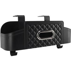 Fdit Car Back Seat Storage Box With Cup Holder, Headrest Tissue Box Cover, Durable Car Travel Organizer