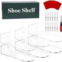 6 pcs Upgraded Acrylic wall mounted shoe rack, Acrylic shoe shelf for wall, Durable 5mm Thick Design, Holds Up to 5 lb, Perfect for Entryway, Bedroom Decor - Stylish Transparent Display Rack for Shoes