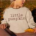 Toddler Baby Girls Halloween Sweatshirt Little Pumpkin Crewneck Pullover Tops Long Sleeve Outfit Shirt Fall Clothes(Apricot,18-24Months)