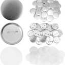 300 pcs 58mm/2.28 inch Button Maker Supplies, 58mm Button Supplies Parts, (Approx. 2.25 inch) Round Badge Blank Button Pins, Includes Metal Pin Back Cover, Metal Cover, Clear Film