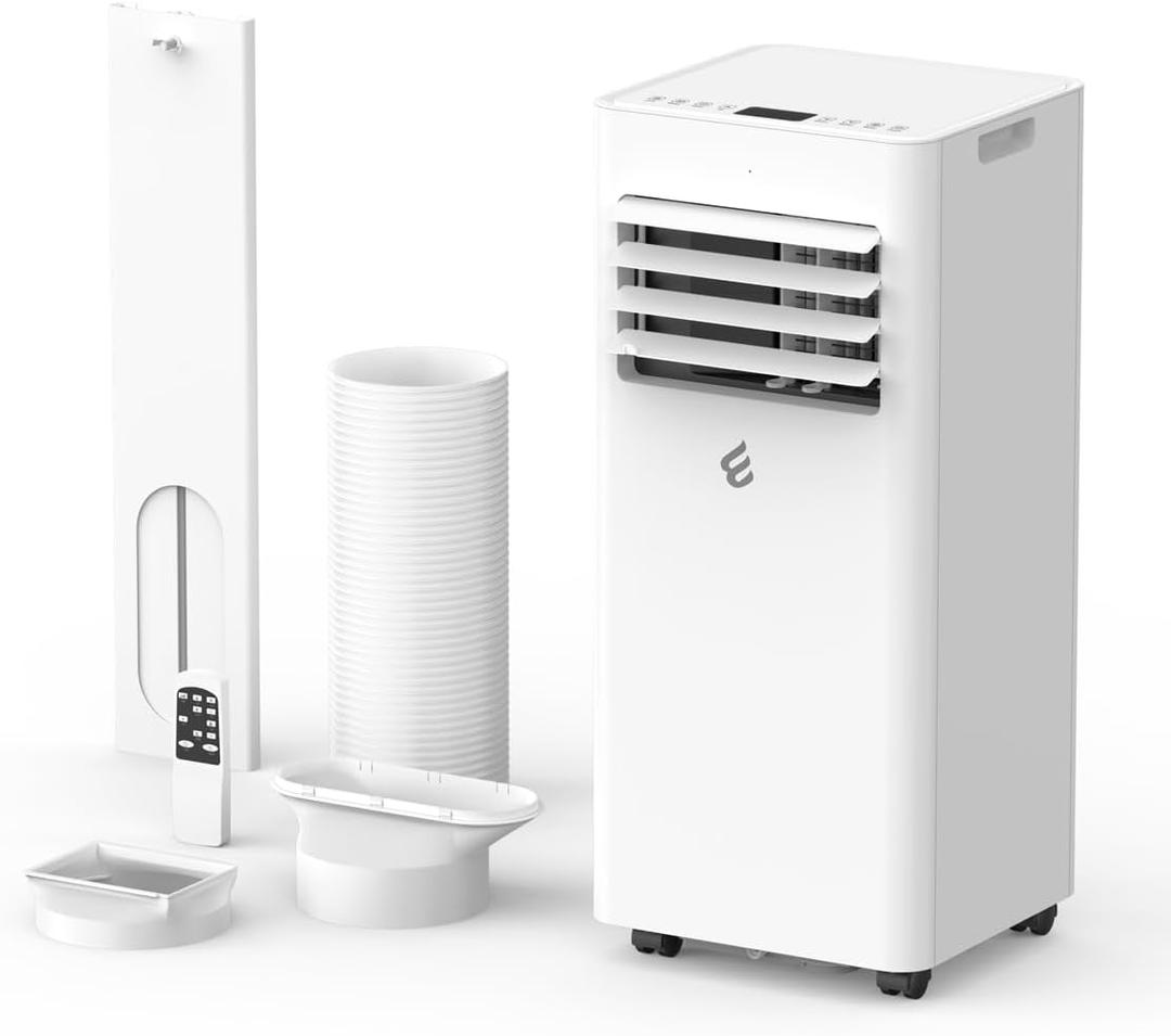 10,000 BTU Portable Air Conditioner, 3-in-1 AC Unit for 450 Sq.Ft Rooms With Drainage-Free Cooling, Dehumidification & Fan Modes, Includes Remote Control, 24H Timer & Window Kit for Bedroom (White)