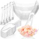 FoldTier 16oz 6 Clear Plastic Candy Bowls, 4 Scoops and 4 Tongs Set Square Disposable Plastic Buffet Containers for Chip, Snacks Popcorn Candy Bar Birthday Party Supplies