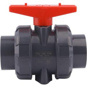 DERNORD PVC True Union Ball Valve with Full Port, EPDM O-Rings, and Reversible PTFE Seats,Rated at 200 PSI (2 inch Socket)