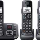 Panasonic DECT 6.0 Expandable System, Cordless Phones With Answering Machine and Call Blocking - 3 Cordless Phones 3 Handsets - KX-TGE633M (Metallic Black)