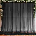10ft X 10ft Black Sheer Backdrop Curtain for Parties, Tulle Sheer Fabric Backdrop Curtain Drapes for Baby Shower Birthday Party Photo Shoot Halloween Decorations 