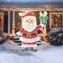Taman 2D Christmas Santa Claus Lighted Decorations, LED Light Up Outdoor Lighted Holiday Displays Gift for Home Garden Party Yard Porch Decor