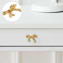 iplusmile 4 Pack Gold Bow Knobs, Solid Brass Dresser Drawer Pulls
