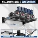 Heavy Duty Garage Wall Shelving 24"x16.5" 2-Pack, Adjustable Shelving Wall Mounted Shelves for Garage, Total 200 lbs Load Capacity, Black