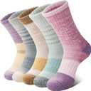 Anlisim Merino Wool Hiking Socks for Women Thermal Winter Warm Boot Work Cushion Socks 5 Pairs