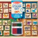 Melissa & Doug Deluxe Wooden Stamp Set: Animals - 30 Stamps, 6 Markers, 2 Stamp Pads