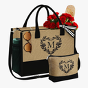 YOOLIFE Personalized Gifts for Mom, Gifts for Women Personalized Initial Beach Tote Bag for Women Birthday Gift for Friend Teacher Sister Mom Daughter Grandma Birthday Gift Letter M