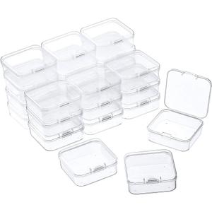 24 Packs Small Clear Plastic Beads Storage Containers Box with Hinged Lid for Storage of Small Items, Crafts, Jewelry, Hardware(2.12 x 2.12 x 0.79 Inches)