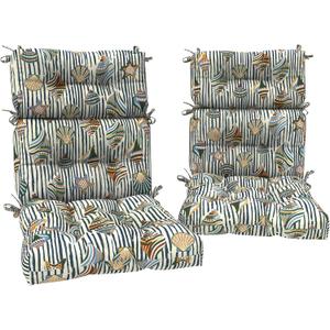 DYTXIII Outdoor High Back Chair Cushions Set of 2, Water Repellent Tufted Rocking Seat Cushions Replacement 44 x 22 Inch, Seat & Back Chair Pads for Patio, Balcony and Indoor Use -Crayon Shells, 44”x22”x4”
