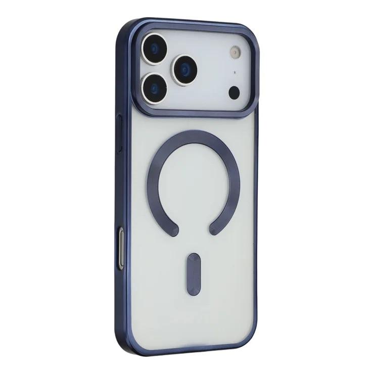 For iPhone 17 Pro Max Case Matte Electroplating Phone Cover Compatible with MagSafe - Dark Blue