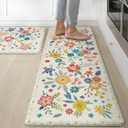 GENIMO Kitchen Mats for Floor 2PCS, Cushioned Kitchen Rugs Non Slip Washable, Anti Fatigue Mat Waterproof, Comfort Standing Mat Rug for Office, Home, Sink, Laundry, 17.3"x47"+17.3"x30", SoftWhite