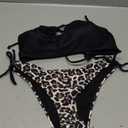 Women's Criss Cross Back Bikini Set Tie Side Bottom Two Piece Swimsuit (Black, Small)