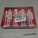 Amosfun 4pcs Wooden Nutcrackers Ornaments - 12cm Tall Soldier Nutcracker Figurines Pastel Nutcracker Tree Hanging Ornament