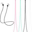 4PCS Earbud Lanyard, Soft Silicone Magnetic Anti-Lost Straps, Ultra Strong Metal for Wireless Earbuds Sports Running (Black, White, Green and Pink)