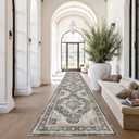 Roxstand Washable Runner Rug 2.6x14 Runners for Hallways, Ultra-Thin Carpet Runners for Entryway Anti Slip Backing Runner Rugs for Kitchen Laundry Room Indoor Hallway (Black/Beige)