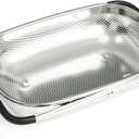 REDANT Over the Sink Metal Strainer and Colander for Kitchen - Large Food Strainers and Colanders with Rubber Grip - Sieve Fine Mesh Stainless Steel for Spaghetti, Pasta, Rice, Fruits, Vegetables