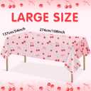 Homanu 6 Pack Cherry Birthday Decorations Tablecloths, Large Size 54 X 108 Inch Rectangle Cherry Table Cloth Plastic Table Cover for Birthday Party Decorations