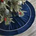 Christmas Tree Skirt, 48 inches Velvet Fur Plush Blue Tree Skirt, Xmas Tree Skirts for Merry Christmas Party Rustic Vintage Christmas Tree Decorations