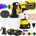 Upgrades Battery Paint Sprayer Cordless, Brushless Paint Gun with 2 x 4.0Ah Battery & 1200ml High Capacity 6 Nozzles, HVLP High Pressure Paint Gun for Furniture Cabinets Fence Wall Door Chairs