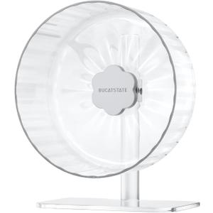 BUCATSTATE Hamster Exercise Wheel 10.2", Upgraded Super-Silent Spinner Hamster Running Wheels with Adjustable Base & Rust-roof Bearing for Dwarf Syrian Hamster Gerbils Rats (Crystal-Clear)