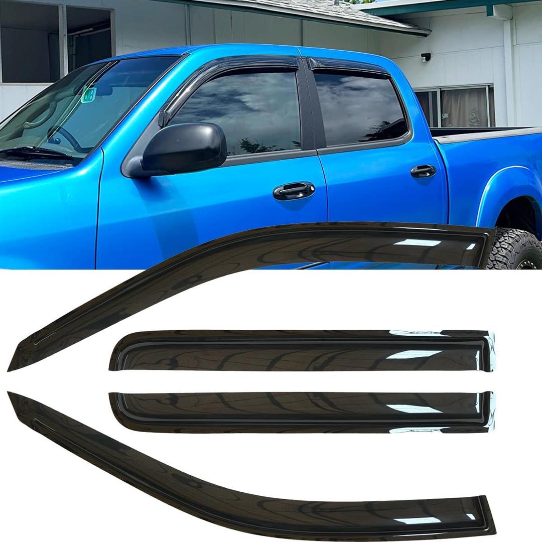4pcs Original Shatterproof Rainproof Side Window Wind Deflectors for Toyota Tundra 04-06,Tape-on Rain Guards,Nice Looking Window Visors for Cars,Vent Deflector for 2004-2006 Tundra 94710