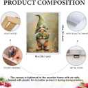 Vintage Green Gnome St Patrick's Day Wall Art Print Irish Shamrock Gnome Picture Artwork Wall Decor for Home Farmhouse Living Room Bedroom 8x10 Inch Framed