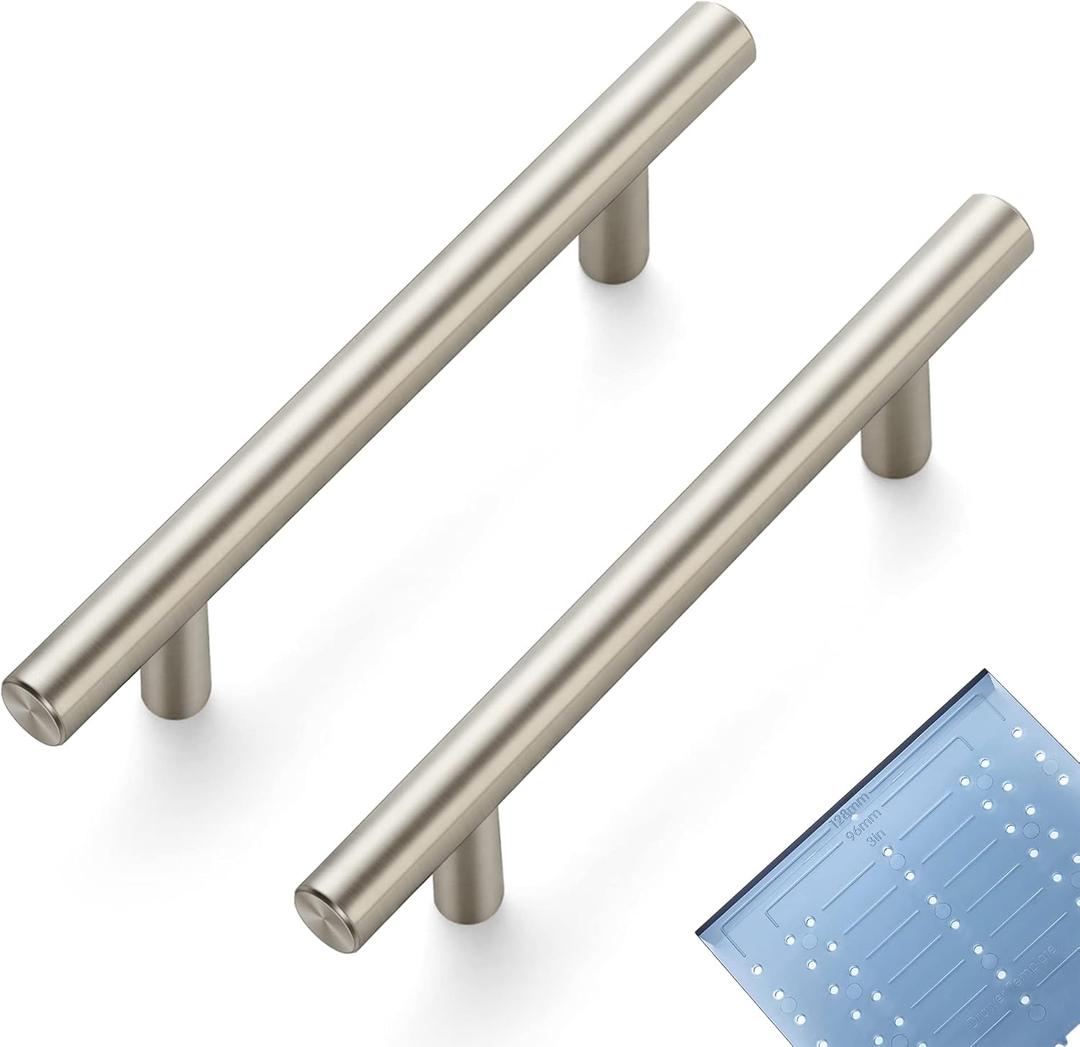 Ravinte 10 Pack | 6'' Cabinet Pulls Brushed Nickel Stainless Steel Kitchen Drawer Pulls Cabinet Handles 6Length, 3-3/4 Hole Center with Mounting Template