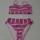Fisoew Womens 2 Piece High Waisted Bikini Sets Color Block Sporty Striped Swimsuit 2025 Summer Ribbed Bathing Suits (Small, Pink)