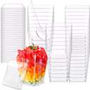 100 Pack Dessert Cups with Lids and Spoons 5 oz Mini Plastic Dessert Cups for Party Yogurt Parfait Jello Fruit Appetizer Cocktail Small Clear Reusable Square Dessert Bowls Shot Glasses