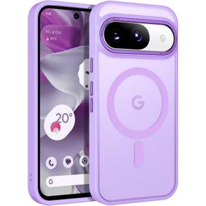 BENTOBEN for Google Pixel 9 Case [Compatible with Magsafe] Translucent Matte Magnetic Pixel 9 Case Slim Fit Shockproof Women Men Girls Boys Protective Phone Cases for Google Pixel 9 6.3", Light Purple