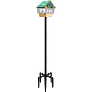 75 Inch Bird House Pole Mount Kit, Adjustable Heavy Duty Bird Feeder Pole for Outdoors, Universal Mounting Post Set with 5-Prong Base, Black, 1 Pack