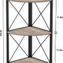 Snughome Corner Shelf for Desktop, 3-Tier Corner Storage Organizer with Metal Frame, Freestanding Corner Shelf Stand Display Rack for Kitchen Counter, Living Room, Grey