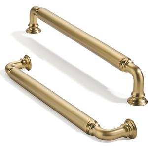10 Pack 6 inch(152mm) Center to Center Brushed Brass Cabinet Pulls Satin Brass Solid Cabinet Hardware Heavy-Duty Drawer Handles Kitchen Cabinet Pulls Drawer Kitchen Cabinet Hardware