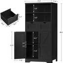 TEENFON Storage Cabinet with Doors & 2 Drawers, Kitchen Cabinet with Adjustable Shelf, Pantry Cabinets, Bathroom Cabinets, for Living Room, Entryway, Home Office, Black, 11.4''D*23.6''W*49.6''H