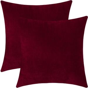 Jeneoo Santa Red Decorative Throw Pillow Covers Soft Chenille Comfy Square Couch Cushion Cases for Living Room Sofa Decor (Set of 2, 18 x 18 Inches)